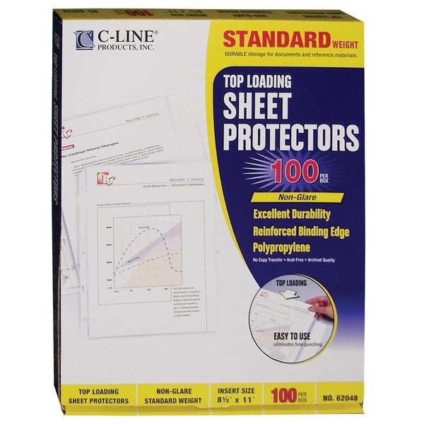 C-Line Products Standard Weight Polypropylene Sheet Protector, nonglare, 11 x 8 12, 100PK 62048